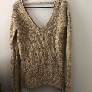 BKE taupe fringe sweater size small